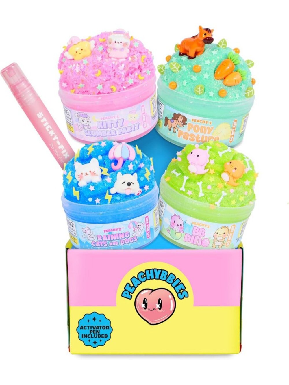 Mini Slime Toy Bundle - 4-Pack Sensory Fun with Dino, Kitty, Pony & Cats